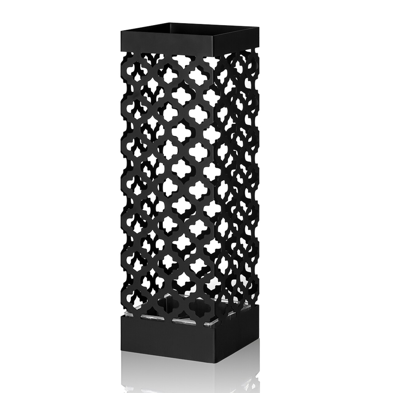 Modern Metal Umbrella Rack Stand with Drip Tray & Hook – Rust-Proof Indoor Entryway Organizer for Umbrellas, Canes, Toys (6.1x6.1x19.3")